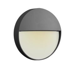 Baker Wall Lamp Small Round, 3W LED, 3000K, 155lm, IP54, Anthracite, 3yrs Warranty