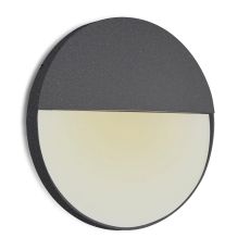 Baker Wall Lamp Large Round, 6W LED, 3000K, 275lm, IP54, Anthracite, 3yrs Warranty