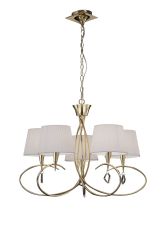 Mara Pendant 5 Light E14, French Gold With Ivory White Shades