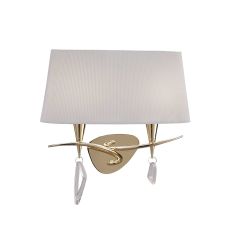 Mara Wall Lamp Switched 2 Light E14, French Gold With Ivory White Shade