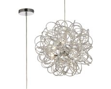 Cassidy Pendant Round Intertwining Aluminium 6 Light G9 Silver/Chrome