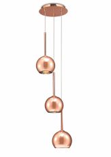 Regina Pendant 3 Light G9 Copper/Copper Glass