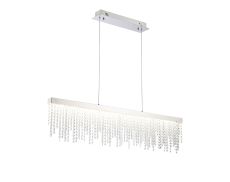 Bano Linear Dimmable Pendant 40W LED, 4000K, 4200lm, Polished Chrome / Crystal Chain, 3yrs Warranty