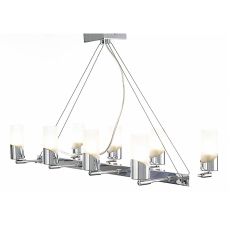 Kopus Rectangular Pendant On Cable 8 Light G9 Polished Chrome/Frosted Glass