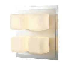 IP44 Cube Flush Ceiling 4 Light G9 Polished Chrome & Aluminium/Opal Glass