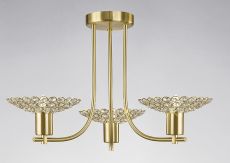 Ellen Semi Flush 3 Light G9 Satin Brass/Crystal