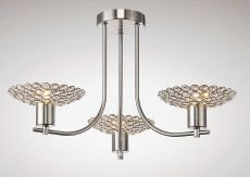 Ellen Semi Flush 3 Light G9 Satin Nickel/Crystal