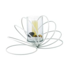 (DH) Oreo Candle Holder 8 Ring Large White/Clear Glass