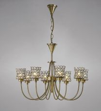 Nelson 56cm Pendant 8 Light G9 Antique Brass/Crystal