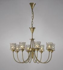 Nelson Pendant 8 Light G9 Antique Brass/Crystal