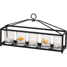 (DH) Athena 5 Candle Holder Small Black/Clear Glass