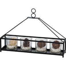 (DH) Athena 5 Candle Holder Medium Black/Clear Glass