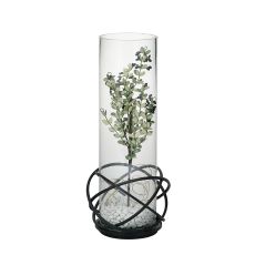 (DH) Oriana Candle Holder 19Cm Black/Clear Glass