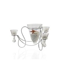 (DH) Tessa Candle Holder 3 Arm Polished Chrome/Clear Glass