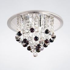 Atla 38cm Flush Ceiling 4 Light G9 Polished Chrome/Acrylic Trim/Crystal Supplied With 17 Additional Black Crystal Spheres