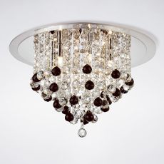 Atla Flush Ceiling 6 Light G9 Polished Chrome/Acrylic Trim/Crystal Supplied With 25 Additional Black Crystal Spheres