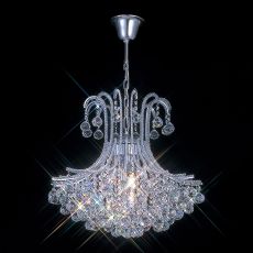 Bask 64cm Pendant Round 6 Light E14 Polished Chrome/Crystal Item Weight: 18.5kg