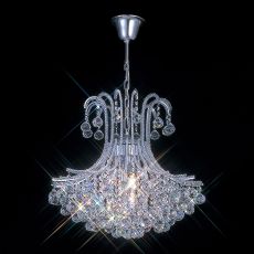 Bask Pendant Round 6 Light E14 Polished Chrome/Crystal Item Weight: 18.5kg