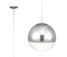 Miranda 30cm Ball Pendant 1 Light E27 Polished Chrome Suspension With Mirrored/Clear Glass Globe