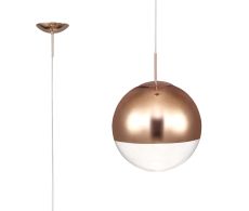 Miranda 25cm Ball Pendant 1 Light E27 Copper Suspension With Copper Mirrored/Clear Glass Globe