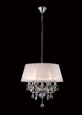 Olivia Pendant With White Shade 5 Light E14 Polished Chrome/Crystal