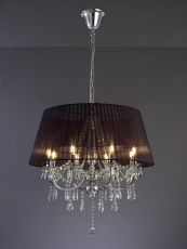 Olivia Pendant With Black Shade 8 Light E14 Polished Chrome/Crystal