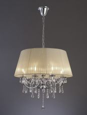 Olivia 70cm Pendant With Soft Bronze Shade 8 Light E14 Polished Chrome/Crystal