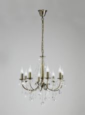 Olivia 58cm Pendant Without Shade 8 Light E14 Antique Brass/Crystal