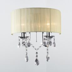 Olivia Wall Lamp Switched With Ivory Cream Shade 2 Light E14 Polished Chrome/Crystal