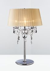 Olivia Crystal Table Lamp With Soft Bronze Shade 3 Light E14 Polished Chrome