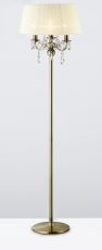 Olivia Floor Lamp With Cmozarella Shade 3 Light E14 Antique Brass/Crystal