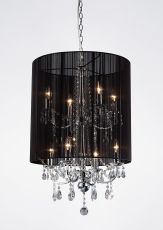 Ella Pendant With Black Shade 8 Light E14 Polished Chrome/Crystal