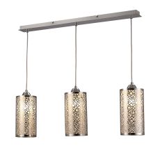 Charon Circle Pattern Pendant 3 Light E27 Linear Polished Chrome