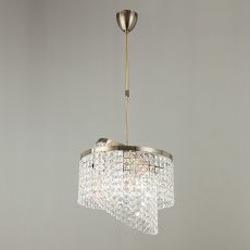 Cortina 40cm Telescopic Pendant 6 Light G9 With Adjustable Rings Antique Brass/Crystal