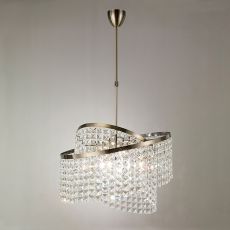 Cortina Telescopic Pendant 8 Light G9 With Adjustable Rings Antique Brass/Crystal