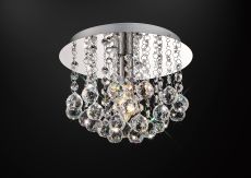 Acton Flush Ceiling 1 Light E14, 250mm Round, Polished Chrome/Sphere Crystal
