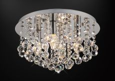 Acton Flush Ceiling 4 Light E14, 380mm Round, Polished Chrome/Sphere Crystal