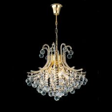 Bask 48cm Pendant Round 4 Light E14 French Gold/Crystal
