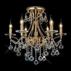 Bianco 61cm Ceiling 6 Light E14 French Gold/Crystal