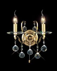 Zinta Wall Lamp Switched 2 Light E14 French Gold/Crystal