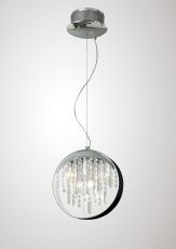 Geo Pendant With Black Shade 7 Light G4 Polished Chrome/Crystal, NOT LED/CFL Compatible