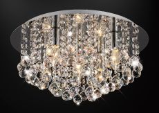Acton Flush Ceiling 5 Light E14, 460mm Round, Polished Chrome/Sphere Crystal