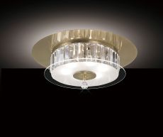 Tosca Flush Ceiling Round 6 Light G9 Antique Brass/Glass/Crystal