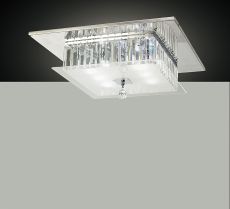 Tosca Flush Ceiling Square 6 Light G9 Polished Chrome/Glass/Crystal