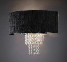 Nerissa Wall Lamp With Black Shade 2 Light E14 Polished Chrome/Crystal