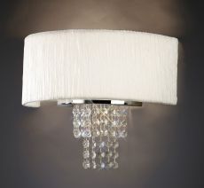 Nerissa Wall Lamp With White Shade 2 Light E14 Polished Chrome/Crystal
