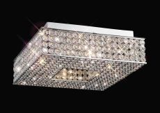 Piazza Flush Ceiling Square 4 Light G9 Polished Chrome/Crystal