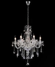Tiana 60cm Pendant 6 Light E14 Polished Chrome/Glass/Crystal (Item is Not Suitable For Mail Order Sales, COLLECTION ONLY)