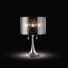 Trace Crystal Table Lamp With Chrome Shade 3 Light E14 Polished Chrome/PVC