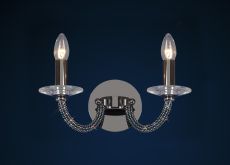 Elena Wall Lamp Switched 2 Light E14 Black Chrome/Crystal